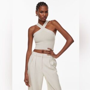 Aritzia Cream Cross-Strap Crop Top